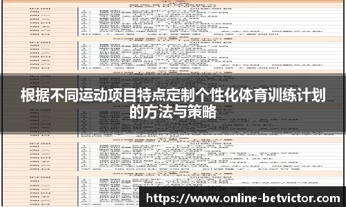 根据不同运动项目特点定制个性化体育训练计划的方法与策略