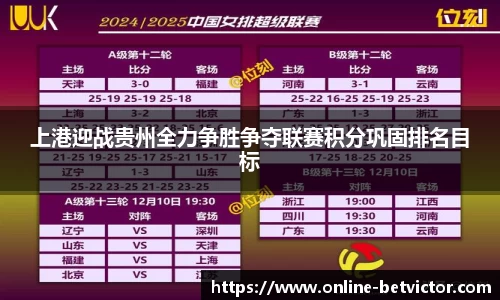 上港迎战贵州全力争胜争夺联赛积分巩固排名目标